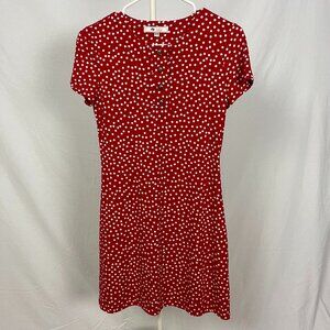 Vintage Lily Red with White Polka Dots Short Sleeve Midi Dress Size XS/S